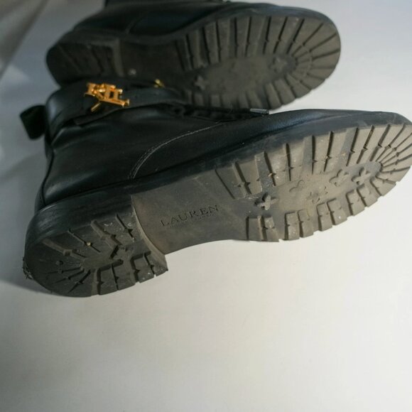 Ralph Lauren Black Eldridge Burnished Leather Boot Size 7 - Picture 4 of 4